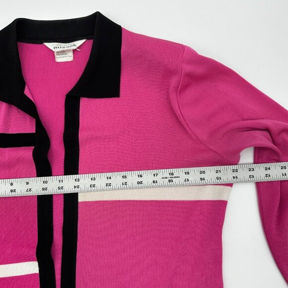 Exclusively Misook Pink Black Long Sleeve Cardigan Women's Large *read - Picture 3 of 8